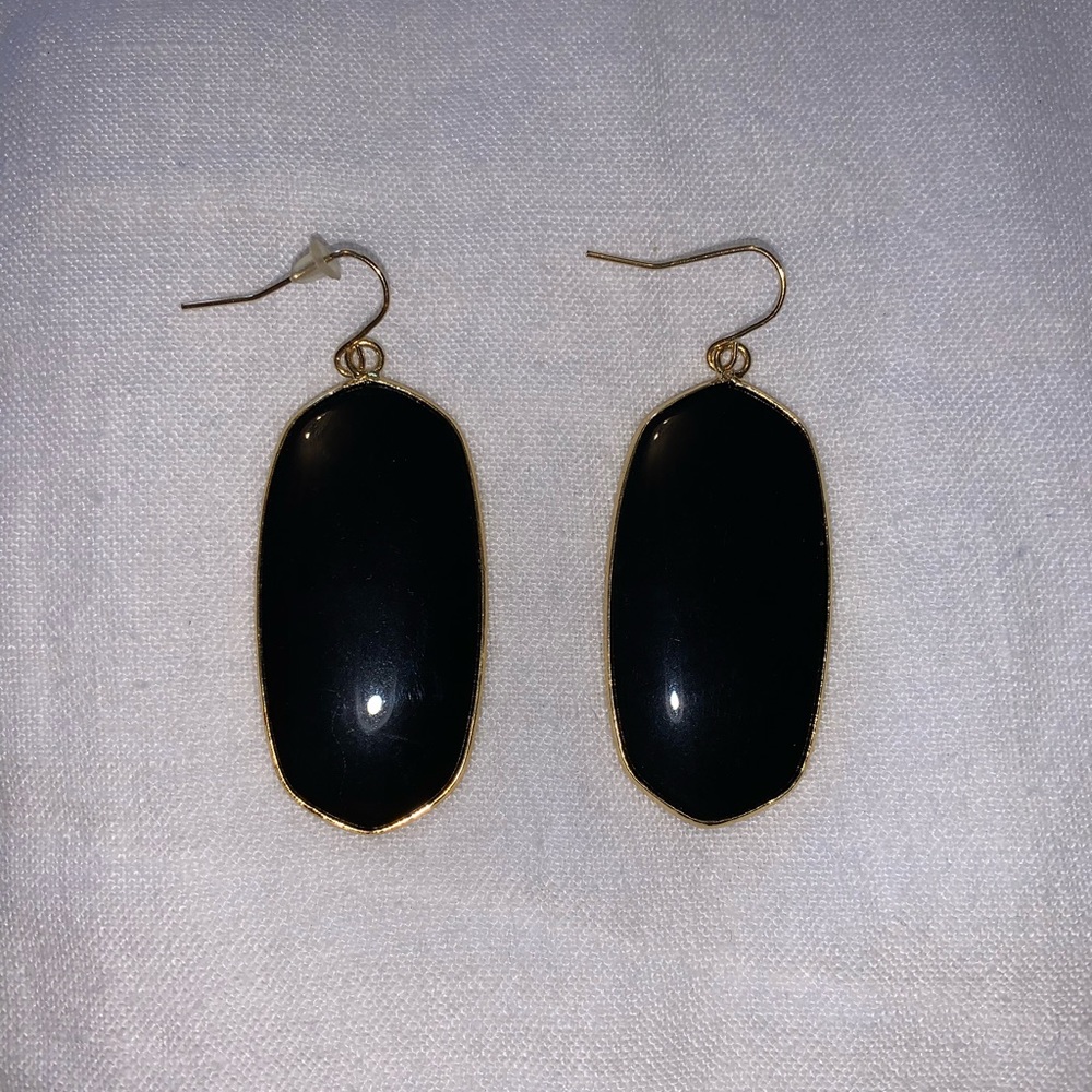 Black and Gold Drop Earrings